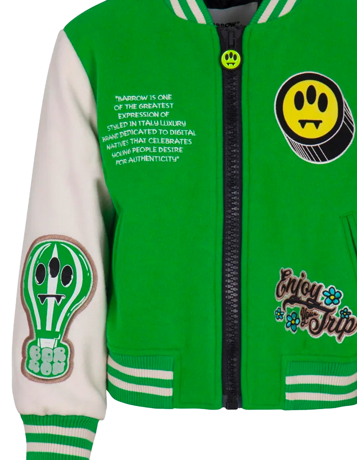 Green And White College Bomber Jacket